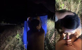 Dừng xe public mở đèn sáng địt rên rỉ tự nhiên như chốn không người mặc xe qua lại